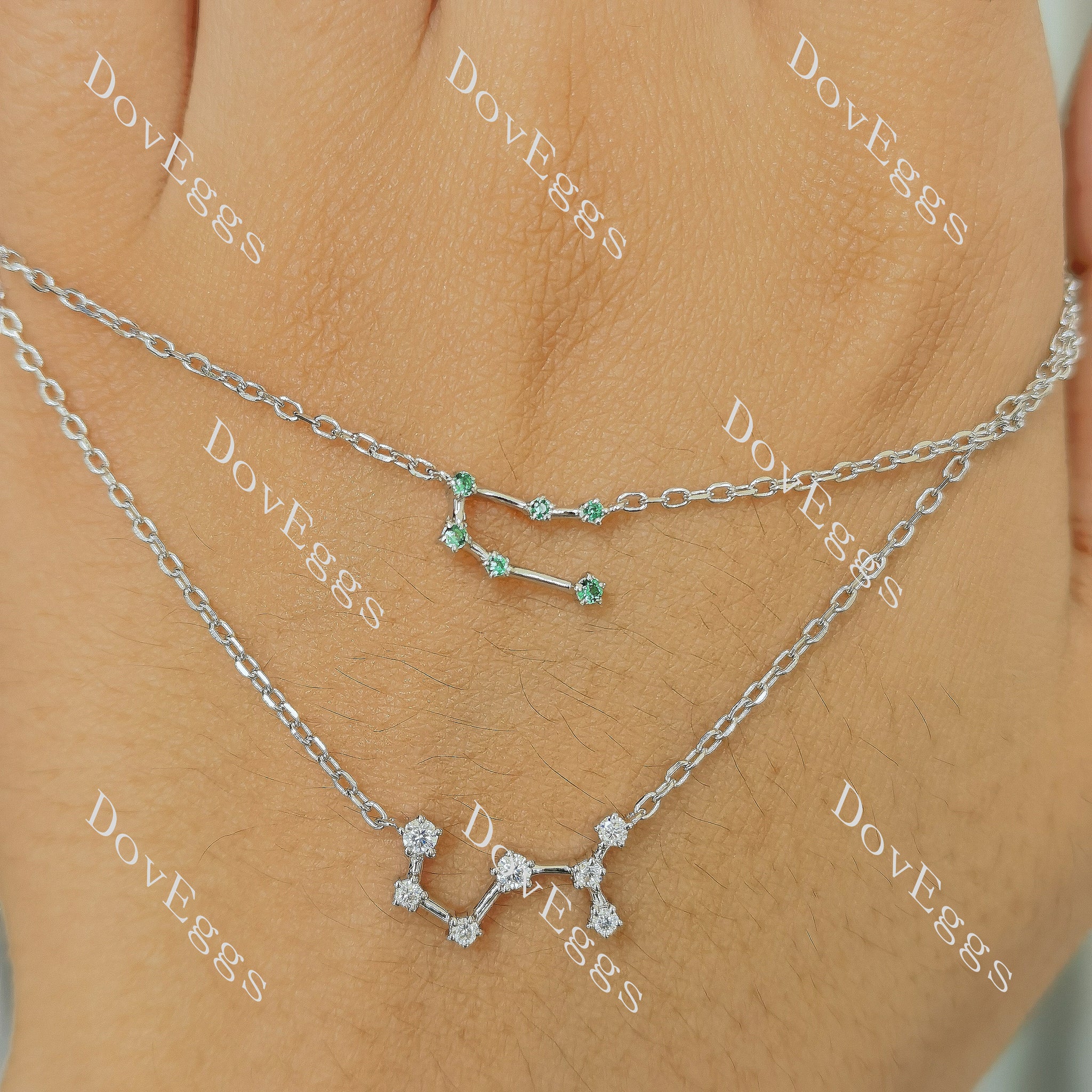 Doveggs round moissanite/colored gem/lab grown diamond pendant necklace