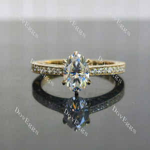 Doveggs oval vintage channel set moissanite engagement ring