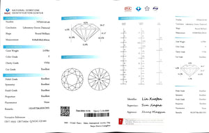 Doveggs 2.078ct round F color VVS2 Clarity Excellent cut lab diamond stone(certified)
