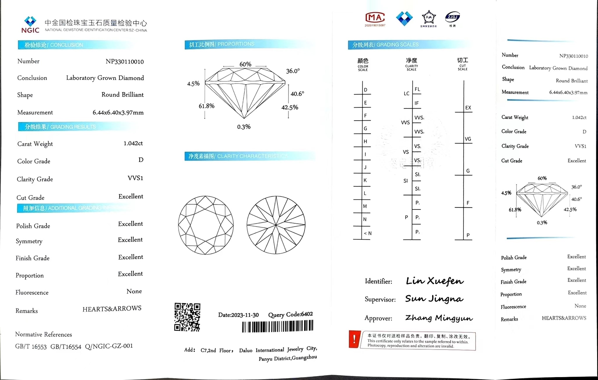 Doveggs 1.042ct round D color VVS1 Clarity Excellent cut lab diamond stone(certified)