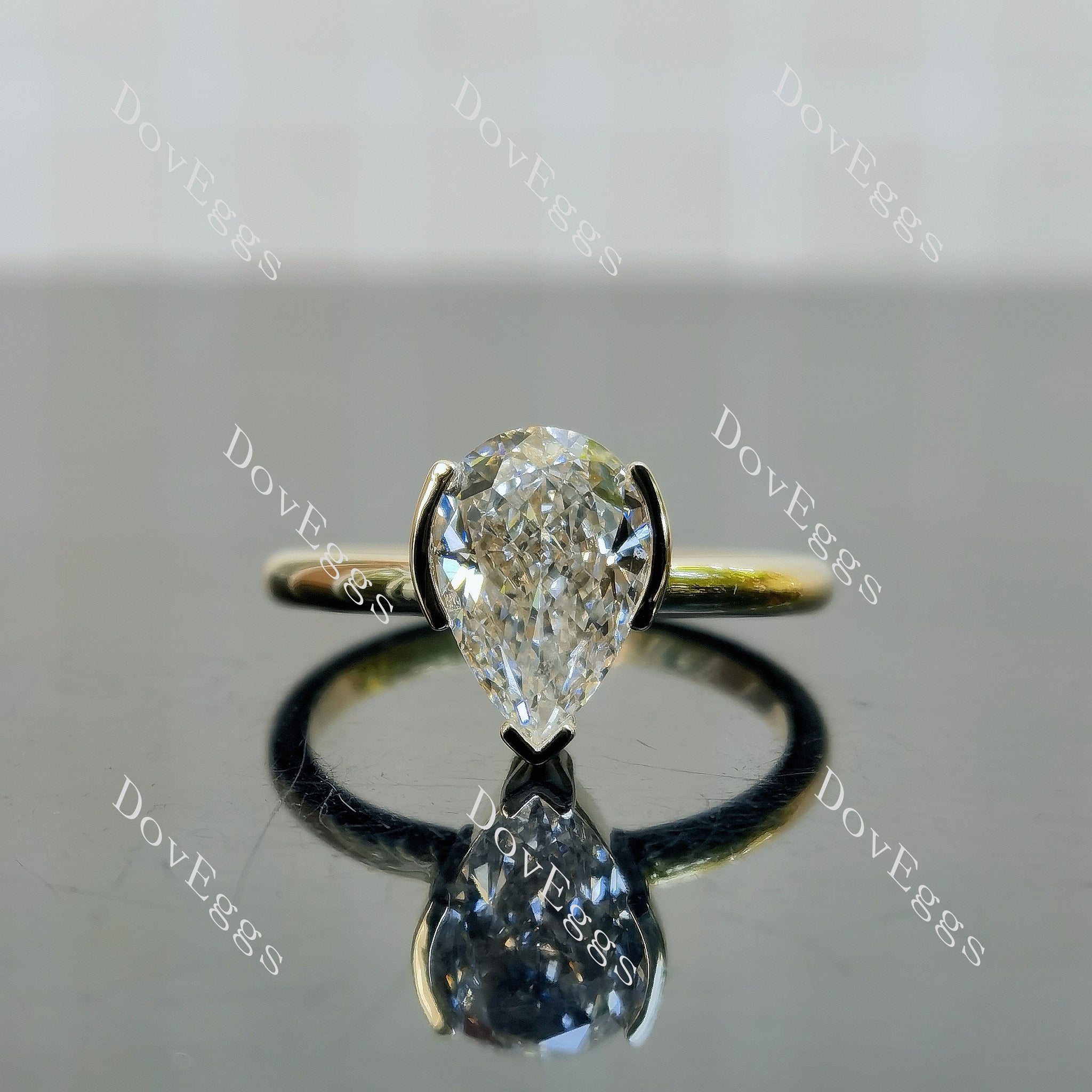 The Bailey Lynn Pear Bezel Solitaire Lab Grown Diamond Engagement Ring