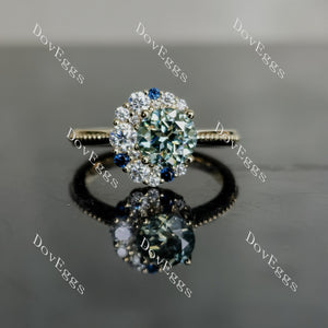 Doveggs round art deco colored moissanite engagement ring