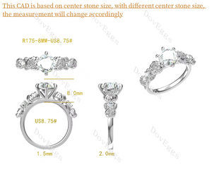 Doveggs round floral art deco moissanite engagement ring