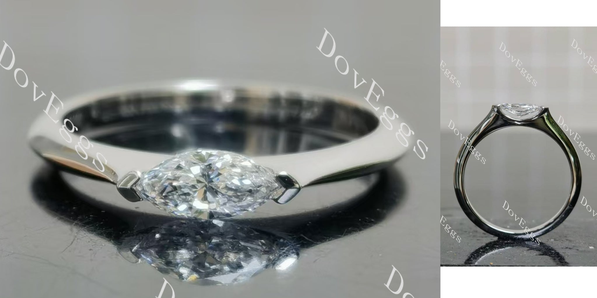 marquise solitaire moissanite engagement ring