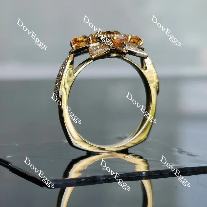 Doveggs round flower engagement ring only semi-mount only(Exclusively to DovEggs Stones)