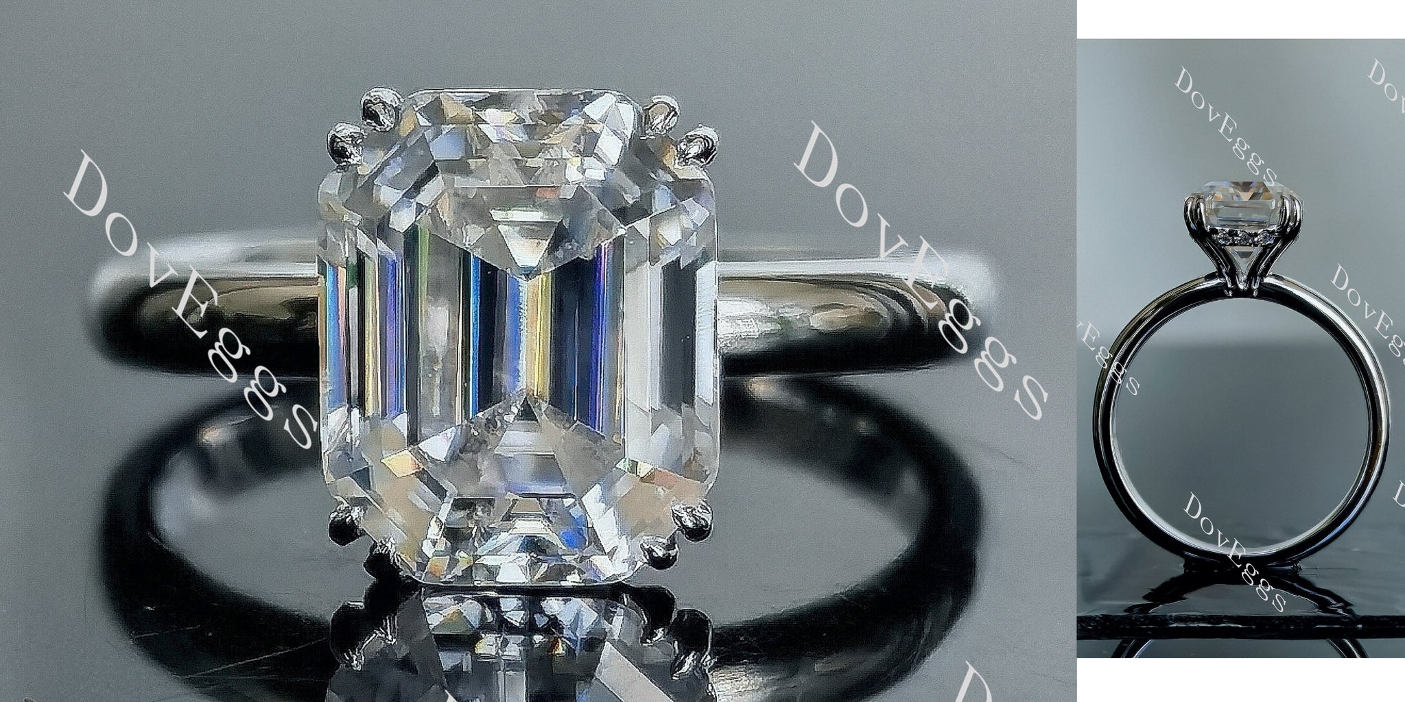 Doveggs elongated krupp cut moissanite engagement ring