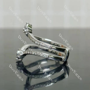 Doveggs pear round pave moissanite/lab grown diamond accents enhancer/wedding band-5.3mm band width