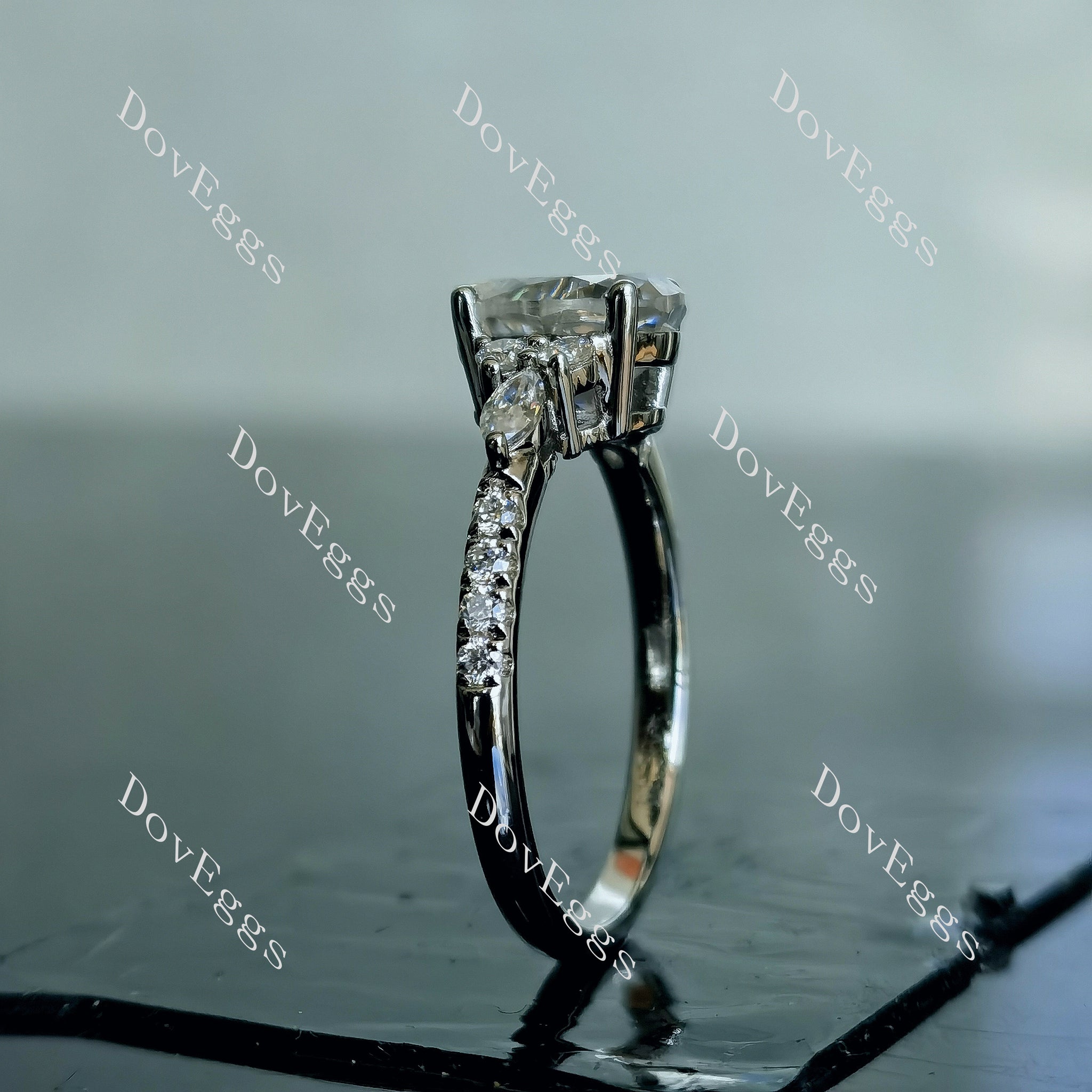 Doveggs pear pave moissanite engagement ring