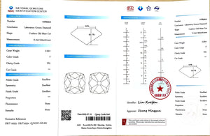 2.52ct Cushion Old Mine Cut Lab Diamond - F Color VS1 | Doveggs Certified