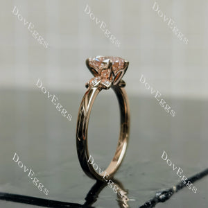 Doveggs Heart Side Stones Fancy Pink Lab Grown Diamond Engagement Ring