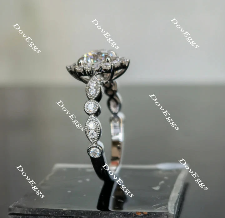DovEggs art deco halo engagement ring semi-mount only(Exclusively to DovEggs Stones)