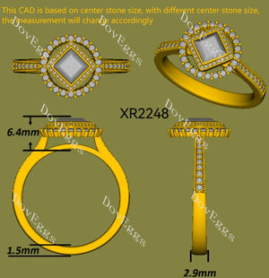 Serenity pave halo bezel engagement ring semi-mount only(Exclusively to DovEggs Stones)
