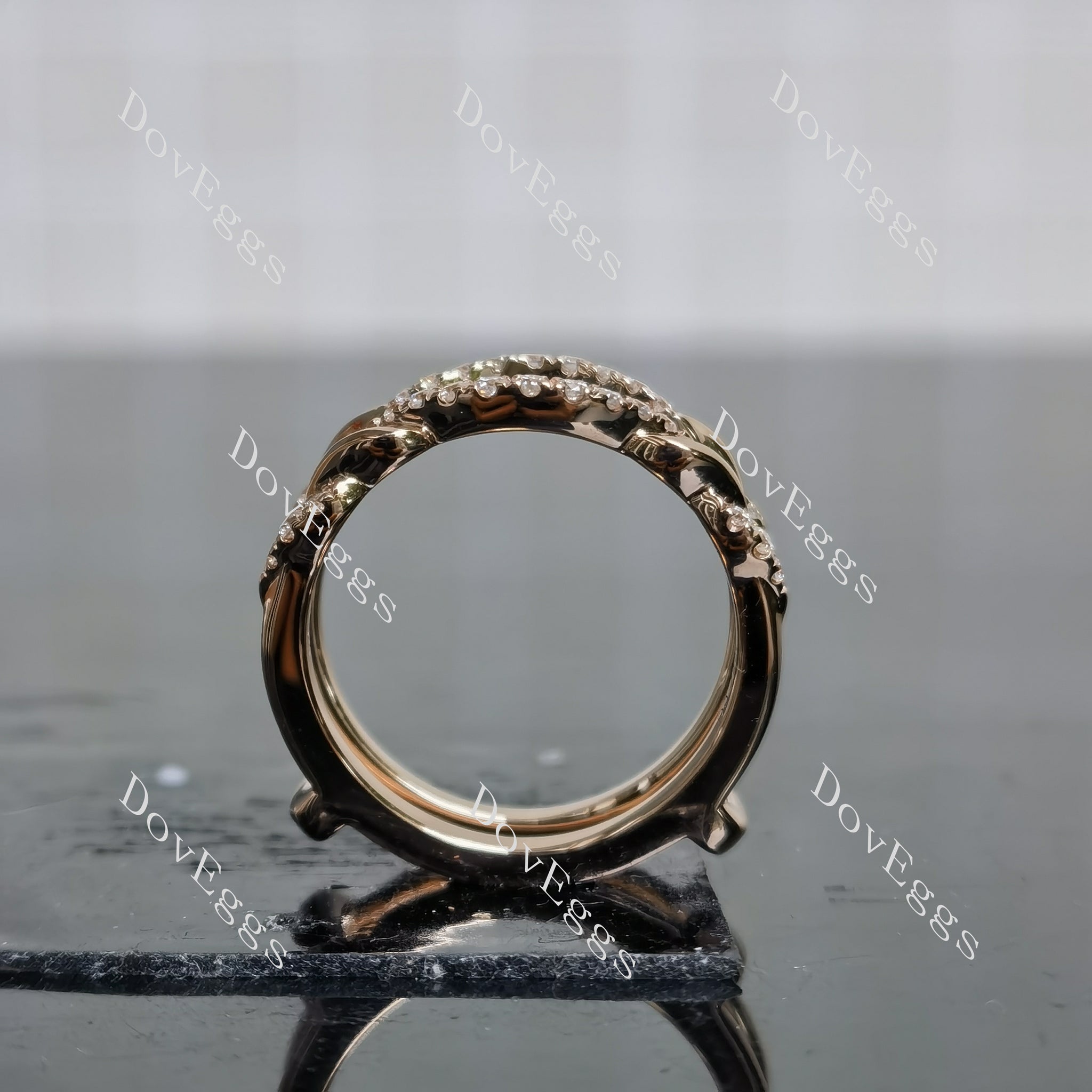 Doveggs round pave moissanite/ lab grown diamond accents enhancer-6.0mm band width