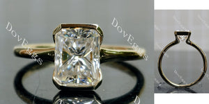 Doveggs radiant bezel solitaire moissanite engagement ring