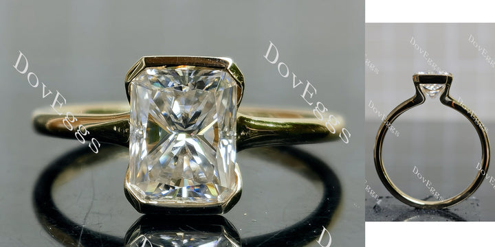 Doveggs radiant bezel solitaire moissanite engagement ring - DovEggs-Seattle
