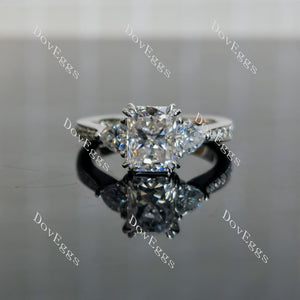 Doveggs radiant three-stone moissanite engagement ring