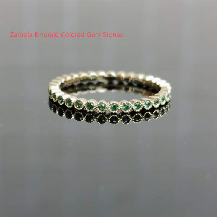 Doveggs round full eternity moissanite/lab grown diamond wedding bands-1.8mm band width - DovEggs-Seattle