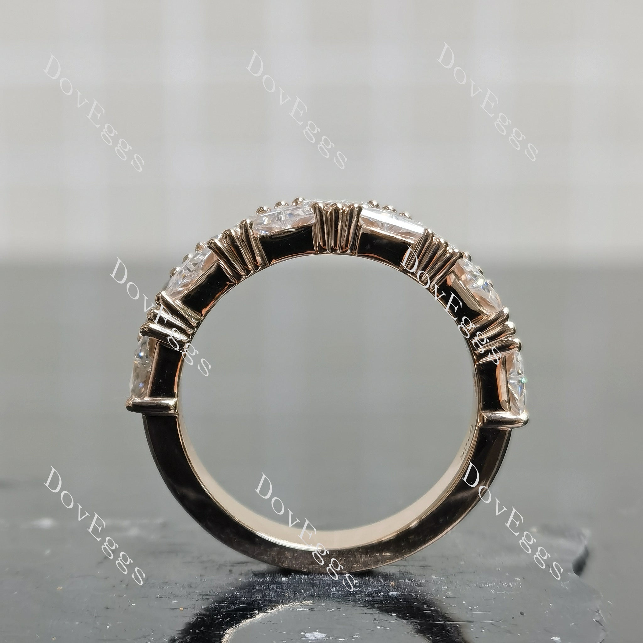 Doveggs triangle half/full eternity moissanite wedding band-4.0mm band width