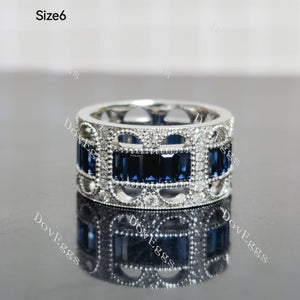 (size 7 & 6) Doveggs sterling silver round baguette colored gem wedding band