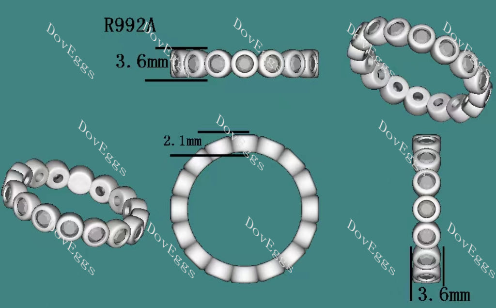 Doveggs Full eternity bezel setting moissanite wedding band/lab grown diamond band-3.6mm band width