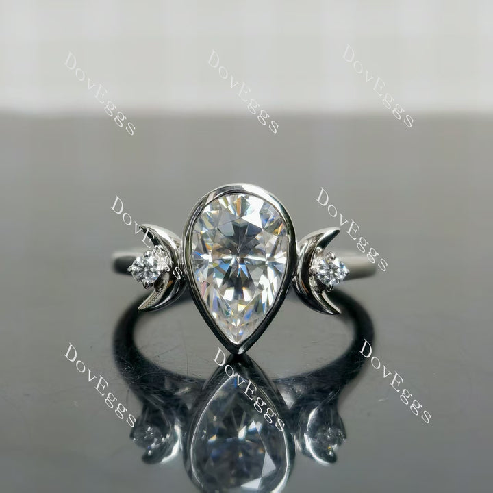 (size 8) Doveggs sterling silver 4ct pear moissanite engagement ring