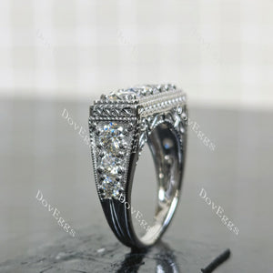 (size 6.5) Doveggs sterling silver round three stones moissanite ring