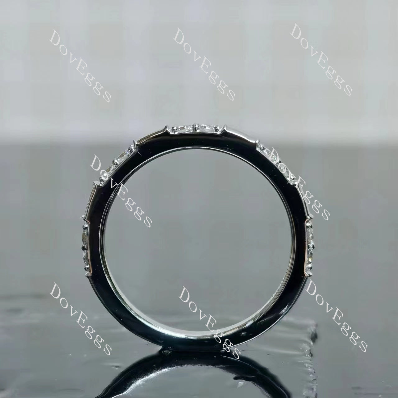 Doveggs round pave moissanite/lab grown diamond wedding band-2.0mm band width