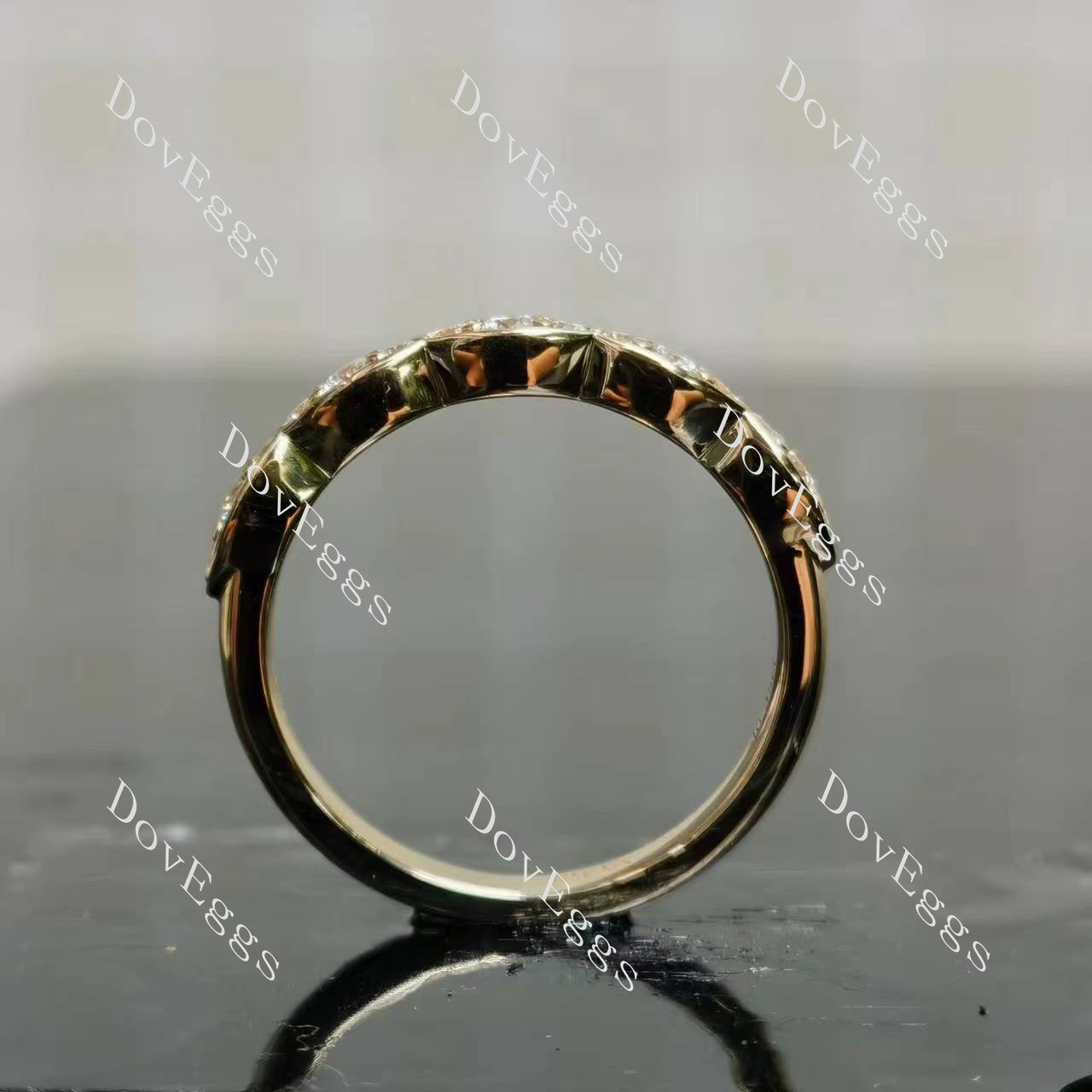 IAIAK round pave bezel moissanite/lab grown diamond wedding band-2.5mm band width