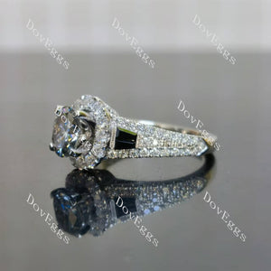 Trayce oval halo pave vintage stardust grey moissanite engagement ring