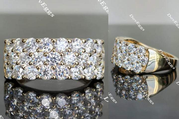 Doveggs round three rows moissanite/lab grown diamond wedding band-2.6mm band width - DovEggs-Seattle