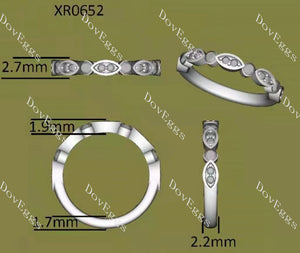 Doveggs round art deco half eternity moissanite and birthstone wedding band-2.2mm band width