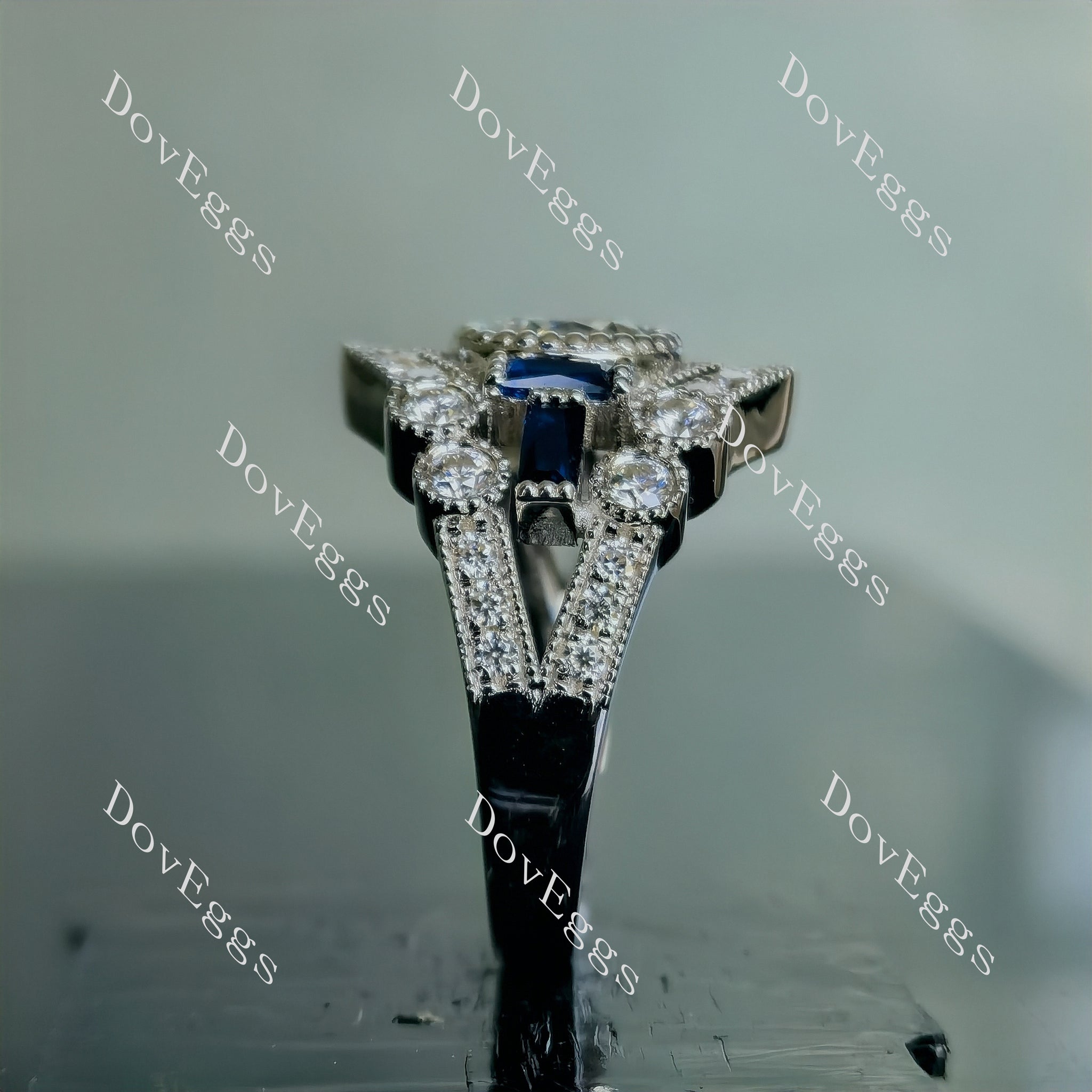 Doveggs round bezel vintage moissanite engagement ring