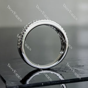 Doveggs half eternity channel set pave moissanite/lab grown diamond wedding band-3.0mm band width