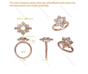 Doveggs round bezel floral smokey spark grey moissanite engagement ring