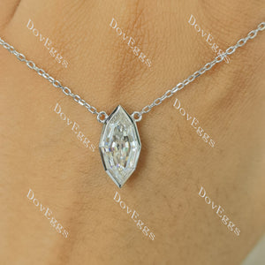 Doveggs Marquise Step cut bezel moissanite pendant necklace (with 18' length chain)