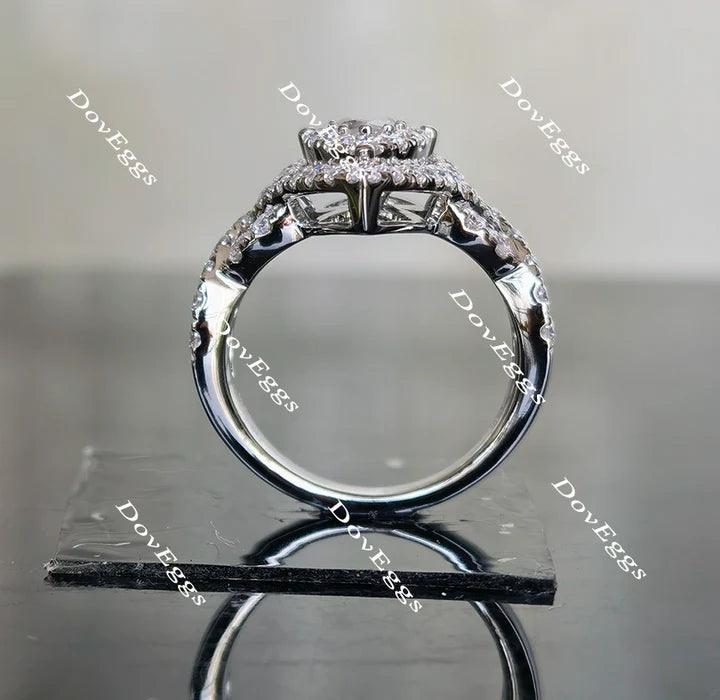 DovEggs split shank double halo engagement ring engagement ring only semi-mount only(Exclusively to DovEggs Stones)