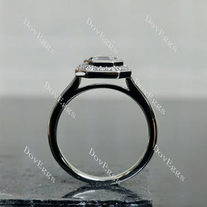 Doveggs Asscher Halo Bezel Lab Grown Diamond Engagement Ring