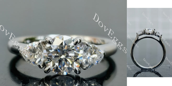 round three-stone moissanite