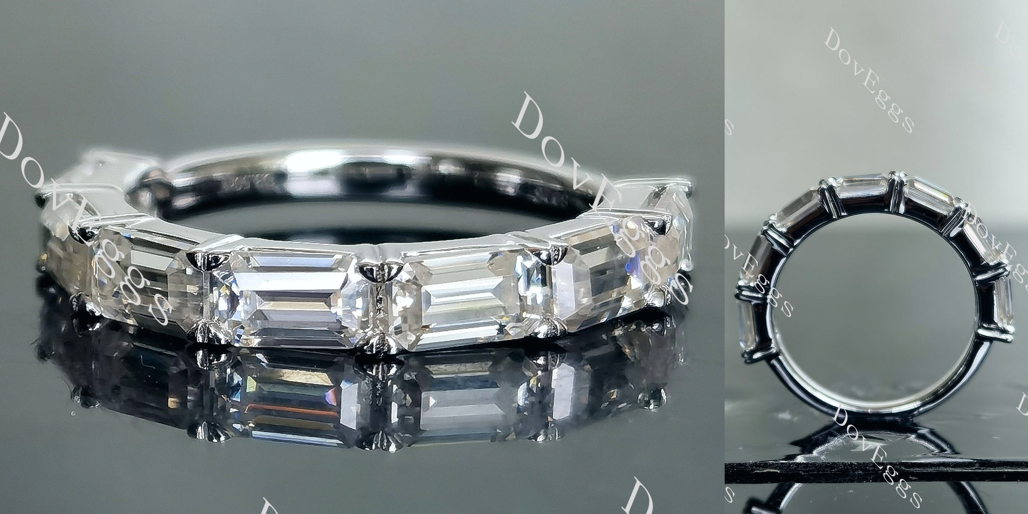 Doveggs emerald eternity pave moissaite/Lab grown diamond wedding band
