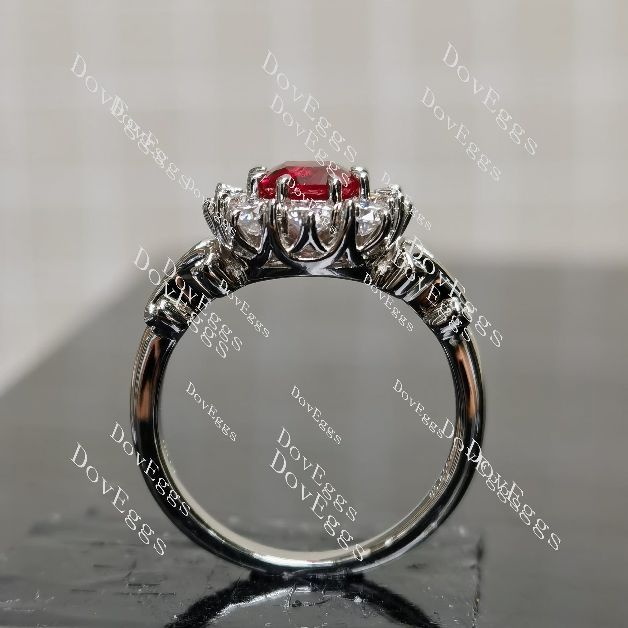 (size7.5) Doveggs 1ct cushion ruby moissanite engagement ring