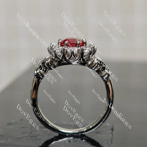 (size7.5) Doveggs 1ct cushion ruby moissanite engagement ring