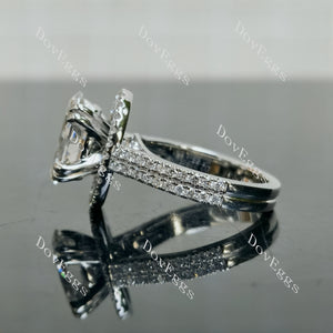 Doveggs Oval Pave Halo Half Eternity Lab Grown Diamond Bridal Set (2 rings)