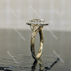 Doveggs Marquise Halo Side Stones Art Deco Lab Grown Diamond Engagement Ring