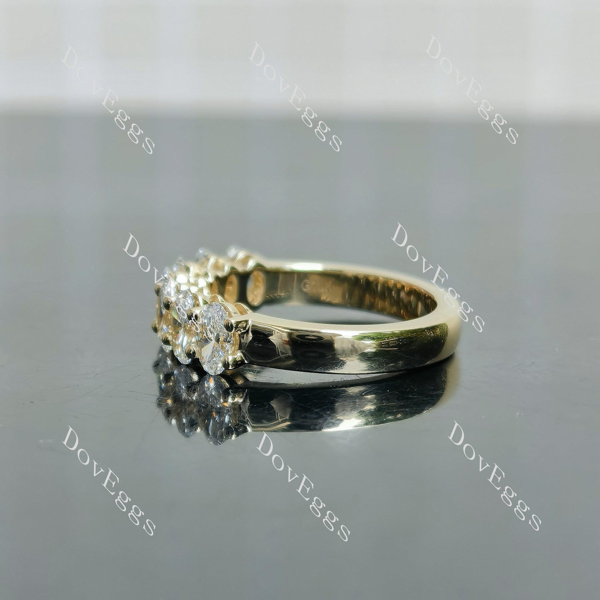 Doveggs oval 1/3 eternity pave moissanite/lab grown diamond wedding band-3.0mm band width