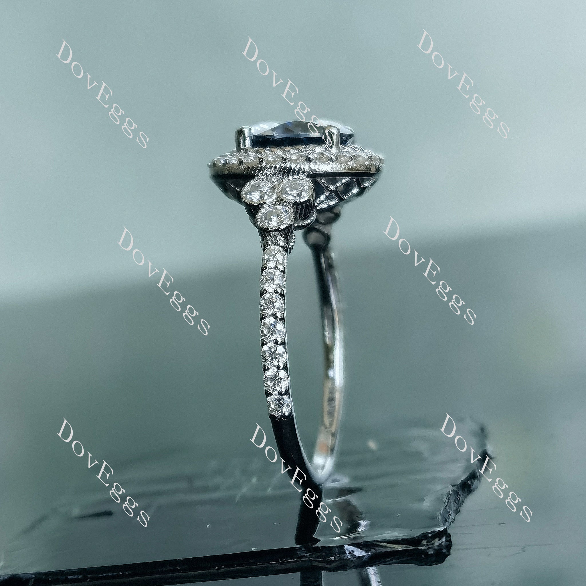 Doveggs Twilight Blue 2ct Round 2.5cttw Moissanite Stones Sterling Silver Ring