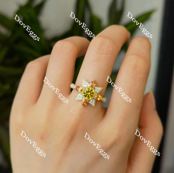 Doveggs round flower engagement ring only semi-mount only(Exclusively to DovEggs Stones)