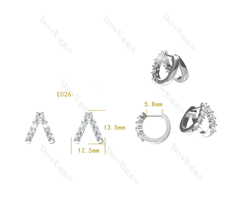 Doveggs round pave moissanite/lab grown diamond earrings