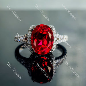 I‘abbraccio oval half eternity pave split shank colored gem engagement ring