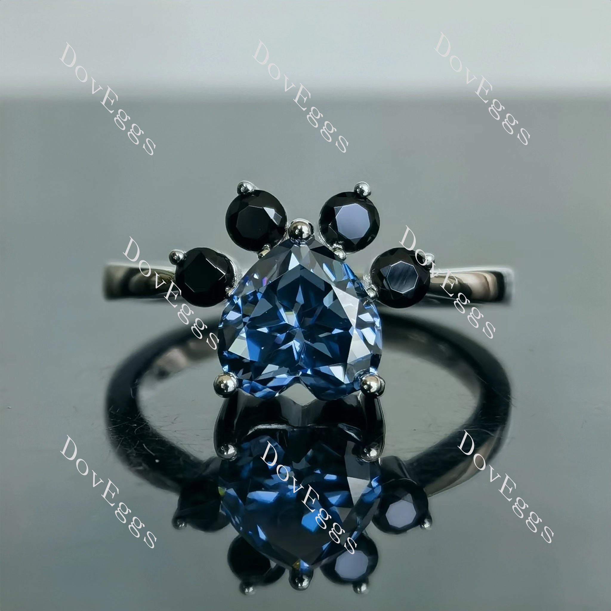heart twilight blue moissanite engagement ring
