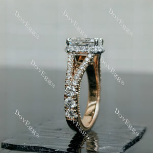 Doveggs Cushion Halo Split Shanks Lab Grown Diamond Engagement Ring